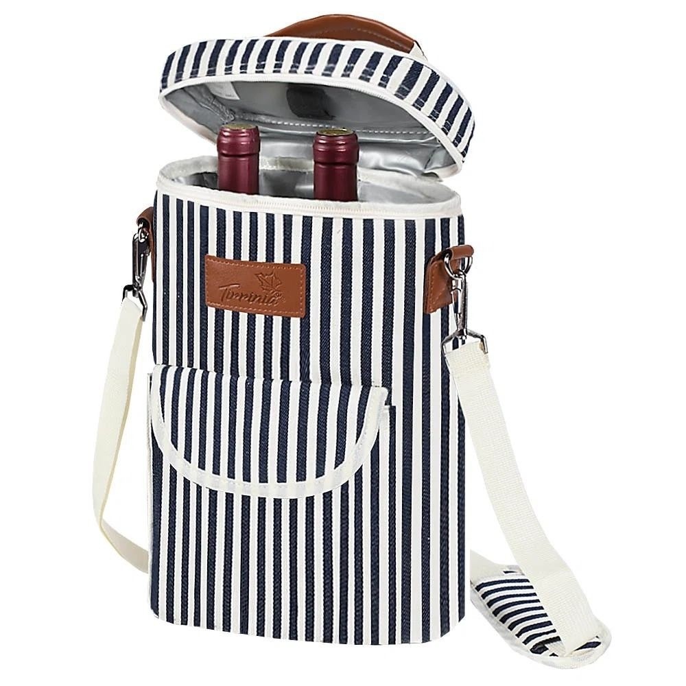 New w/Tags USA Insulated 2 Bottle Wine Carrier Tote Bag Cooler Carrying Case